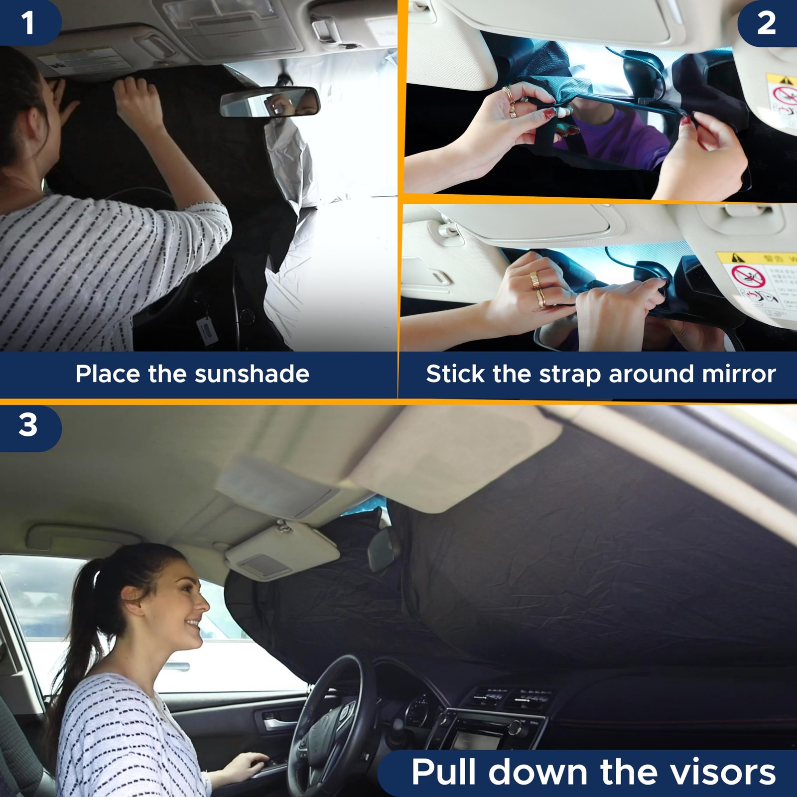 Windshield Sun Shade with Mirror Cut Large (64" x 34") | EcoNour - Image 8