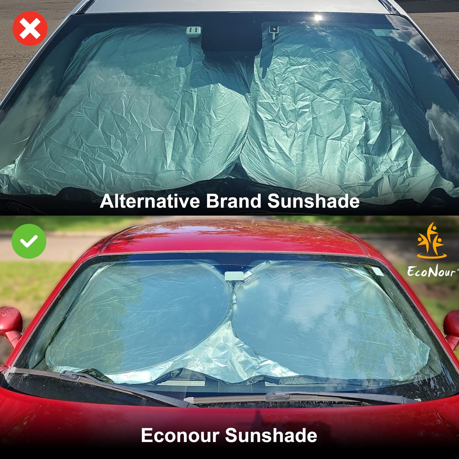 Windshield Sun Shade with Mirror Cut Large (64" x 34") | EcoNour - Image 5